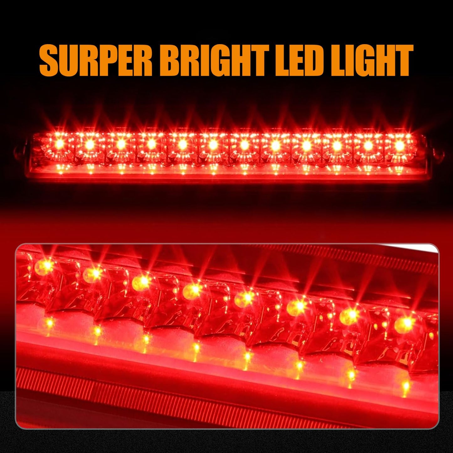 Cxdar Third 3rd Brake Light LED for 2002-2010 Ford Explorer, 2008-2012 Ford Escape High Mount Rear Brake Lights Assembly, Waterproof Center Cab Lamp Stop Light (Black)