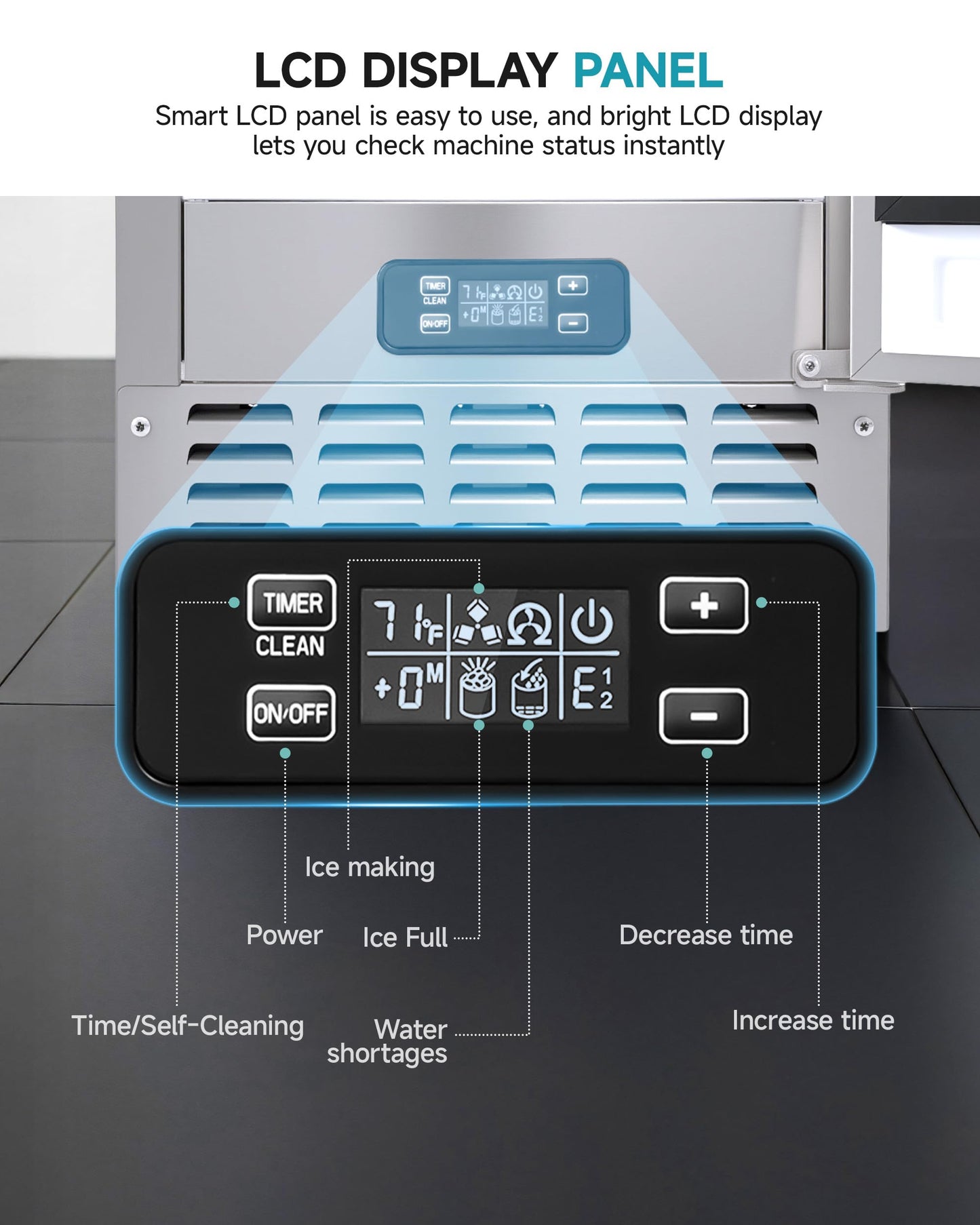 EUHOMY Under Counter Nugget Ice Maker Machine, 70Lbs/Day, Bulit-in Freestanding Ice Maker with Double Ice Baskets, Self-Cleaning & 24H Timer Ice Machine, for Home Use(Silver)