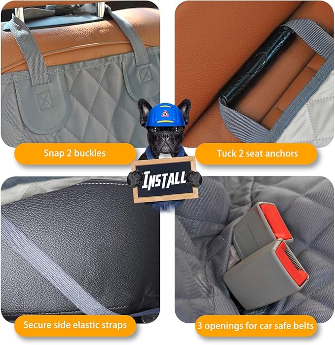 Honest Bench Dog Car Seat Covers with Side Flap,Dog seat Cover for Cars, Trucks, and Suv's - Waterproof & Nonslip Pet Seat Cover for Backseat