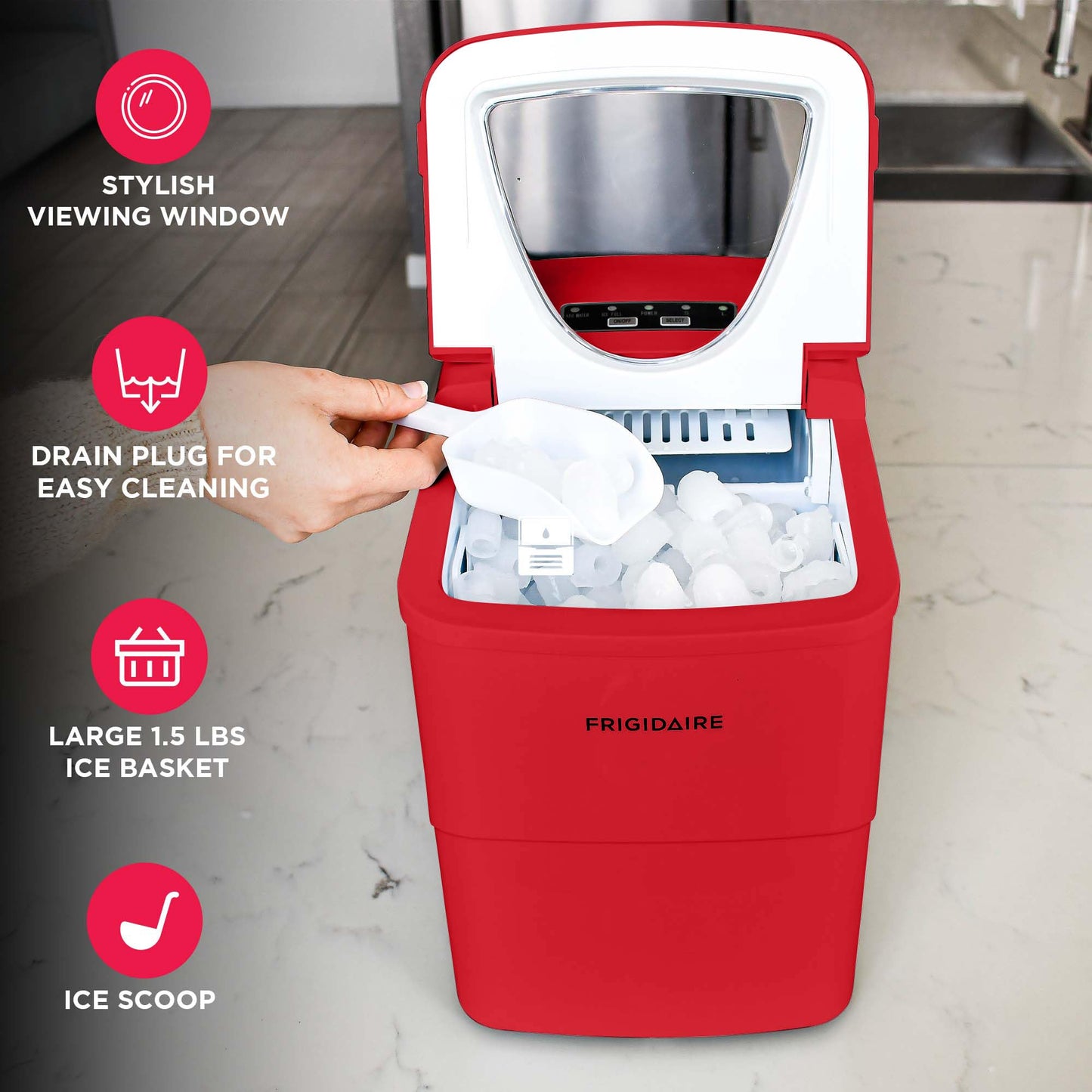 Frigidaire EFIC108 Counter top Portable, 26 lb per Day Compact Ice Maker Machine