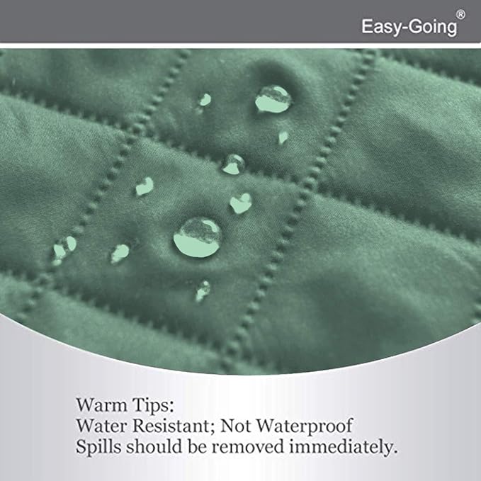Easy-Going Oversized Recliner Cover Reversible Couch Cover Sofa Cover for Living Room Water Resistant Furniture Protector with Elastic Straps for Pets Dog (Oversized Recliner, Cyan/Ivory)