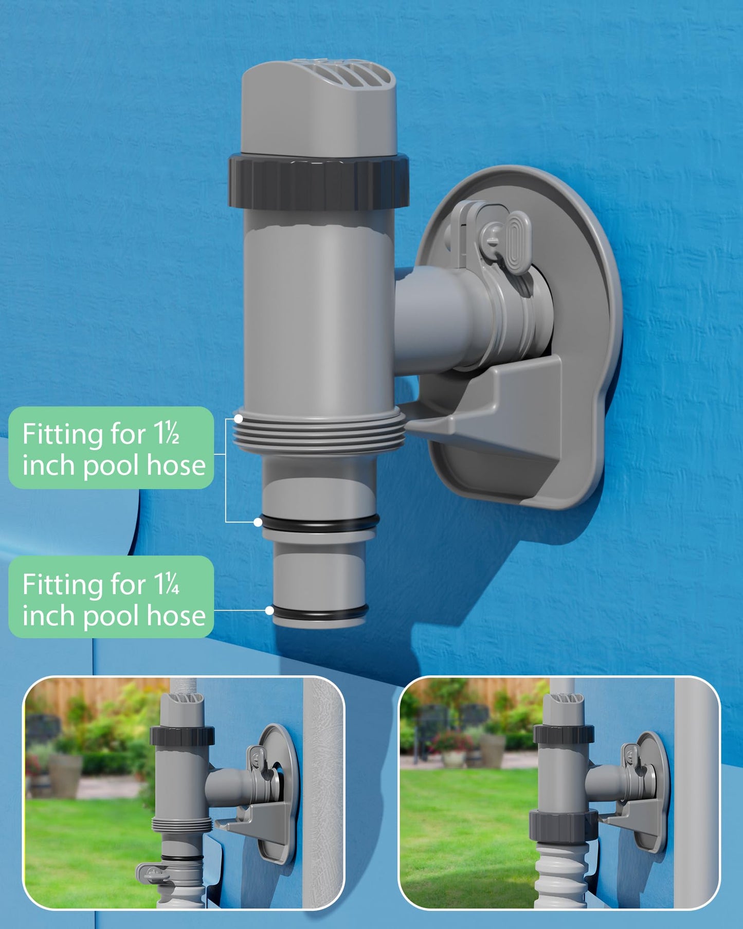 SHAPON Above Ground Swimming Pool Plunger Valve & Swimming Pool Pipe Holder Set- Replacement Pool Accessories Compatible with Intex Pools