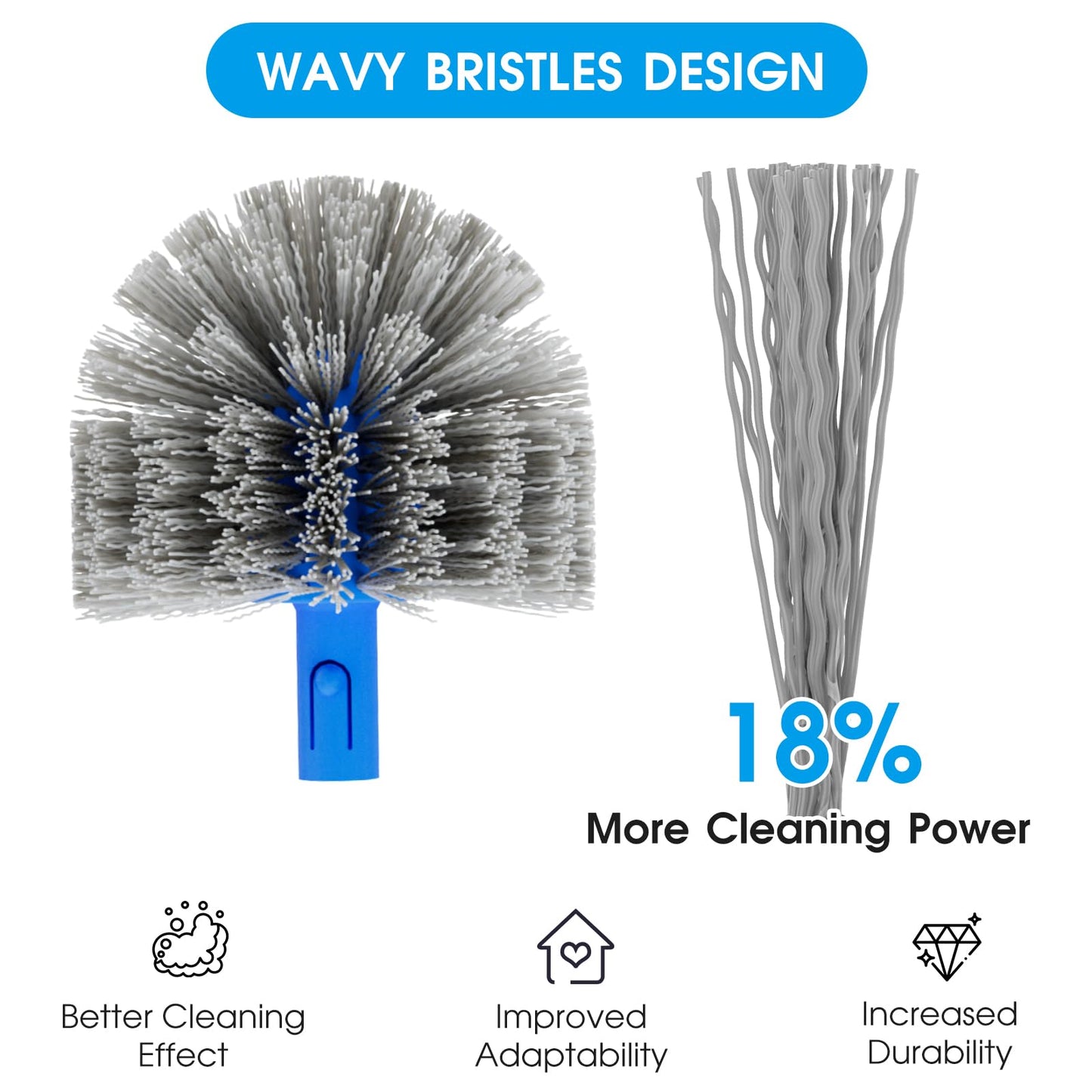 TidyMister Pool Brush Set - 20’’ 2-in-1 Detachable Round Brush with Extra Side Brush for Cleaning Hard-to-Reach Corners, 9 FT Aluminum Extended Pool Pole with Hidden Hook Retriever