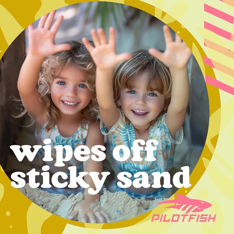 Pilotfish Beach Essentials Sand Remover Bag, Gentle Skin-Friendly Formula with 7 Natural Ingredients, Free of Talc and Fragrance, Sand Removal Beach Accessories, Must Haves, Gifts for Women (2-Pack)