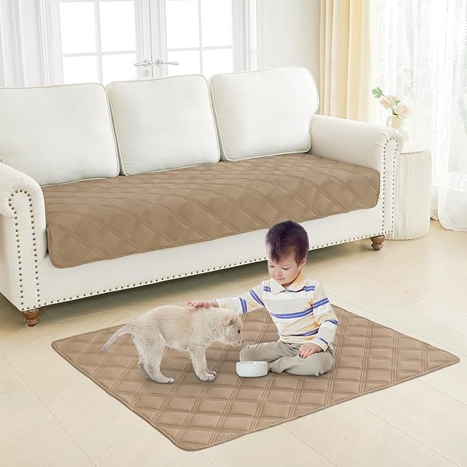 Smiry Waterproof Dog Bed Cover Blanket 40x50, Soft Reversible Pet Blanket, Washable Leakproof Cats Dogs Couch Cover for Sofa, Couch, Furniture, Camel/Camel