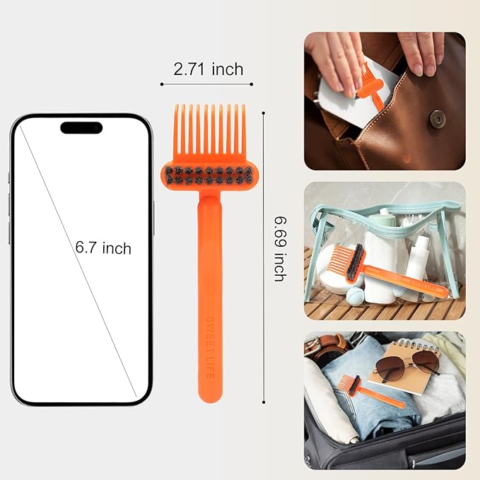 Boar Bristles Hair Brush for Women and Men, Detangling Hair Brush for Smoothing Massage Add Shine, Nylon&Boar Bristles Detangler brush for Hair Healthy (Cleaner-Orange)