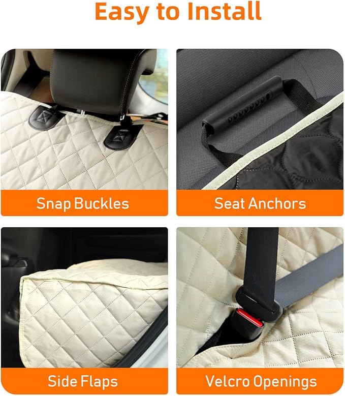 PETICON Waterproof Scratchproof Pet Bench Seat Covers for Cars, Trucks, SUVs, Nonslip Durable Back Seat Cover for Dogs, Washable Backseat Protection