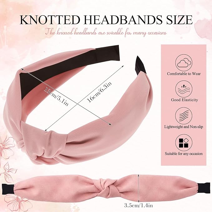obeoby 8Pcs Knotted Headbands, Non-Slip Fashion Women's Hairbands Teacher Headbands for Women Hair Accessories Gifts for Grandma(Dark Series)