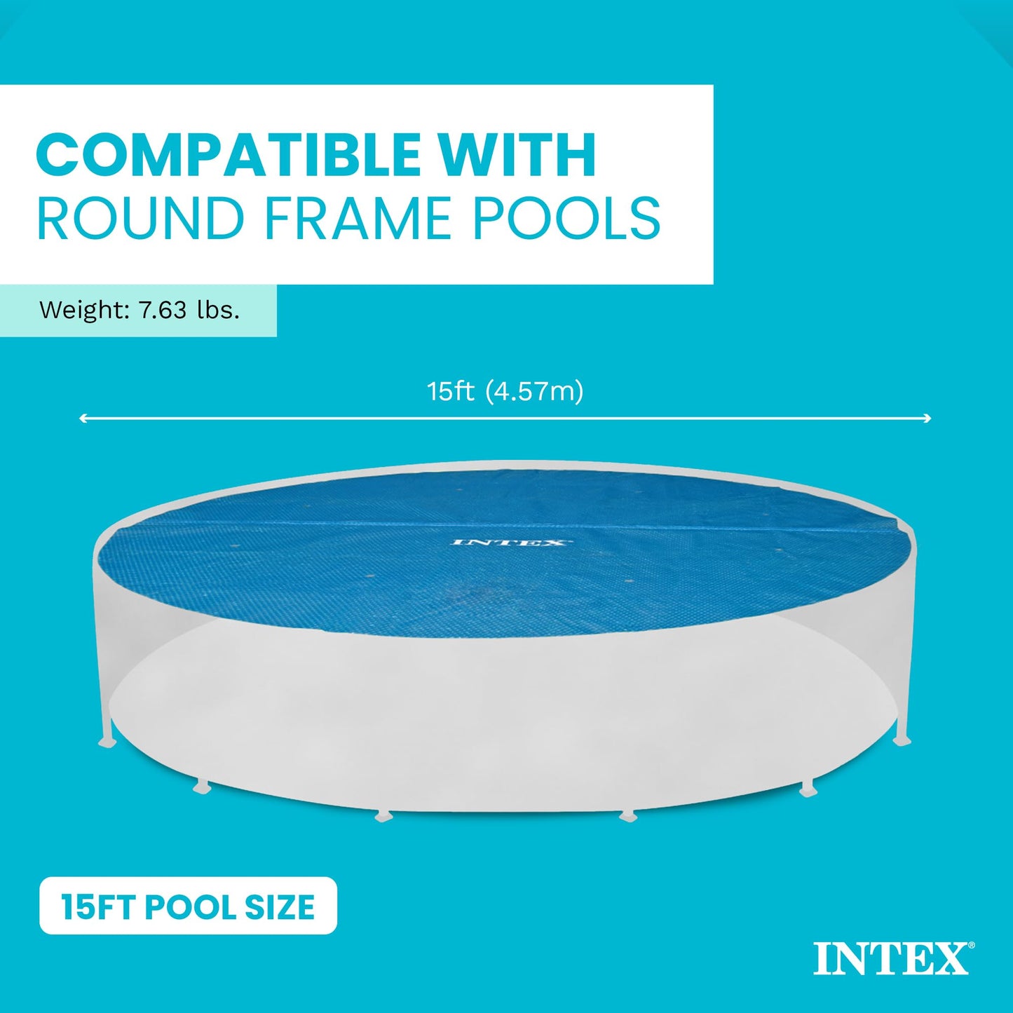 INTEX 28013E Solar Pool Cover: for 15ft Round Easy Set and Metal Frame Pools – Insulates Pool Water – Reduces Water Evaporation – Keeps Debris Out – Reduces Chemical Consumption