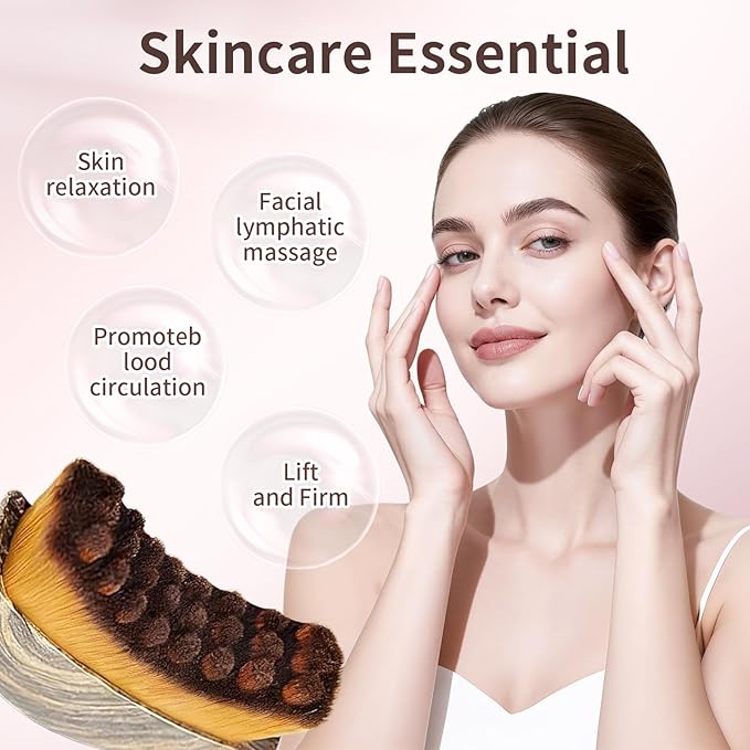 Lymphatic Contour Face Brush for Sculpting, 2 Pcs Facial Brush for Lymphatic Drainage, Soft Dry Brushing for Face with 3 Pcs Massage Tool for Chin & Neck, Precisely Fits Skin and Relieve Fatigue