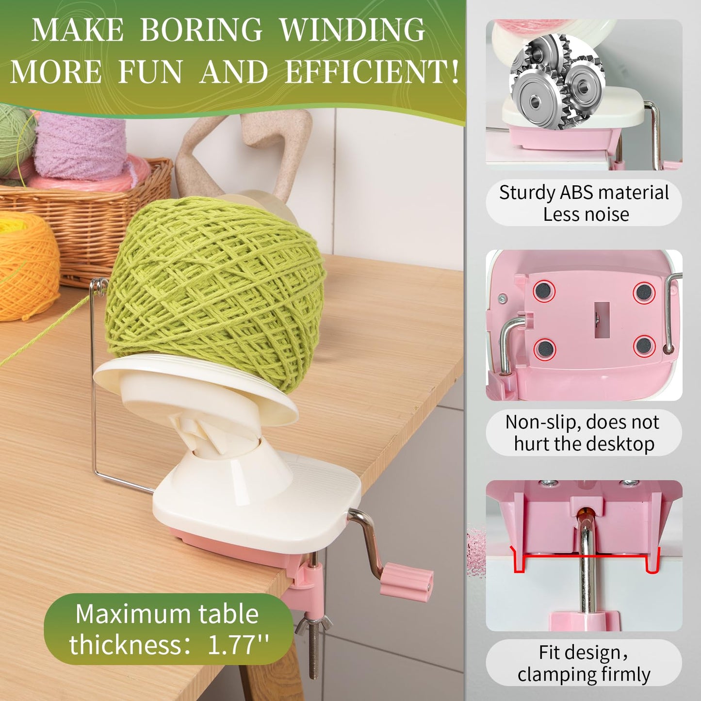 SPEENSUN Yarn Winder for Crocheting, Yarn Spinner, 3.5 OZ Easy-to-Install and Efficiently Yarns Cake Winder with Lower Noise for Yarns Below Size 5, Best for Crochet and Knitting Lover