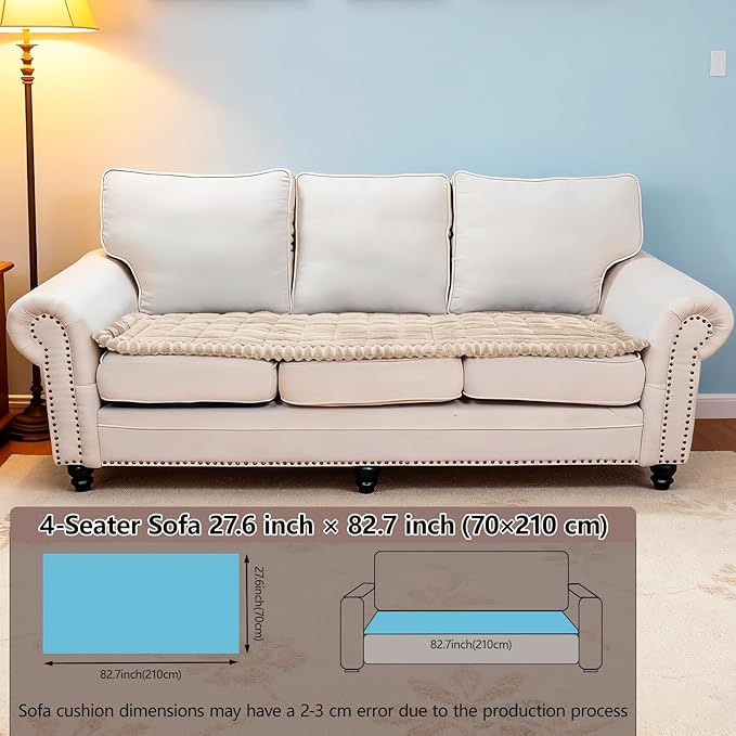 Waterproof Couch Cover for Dogs Washable,Non Slip Fuzzy Durable Couch Covers for 3 Cushion Sofa Pet Friendly Sofa Cover Dog Thick Soft Slipcovers Protector Couches Mat Bed (Brown, 27.6" x 82.7")