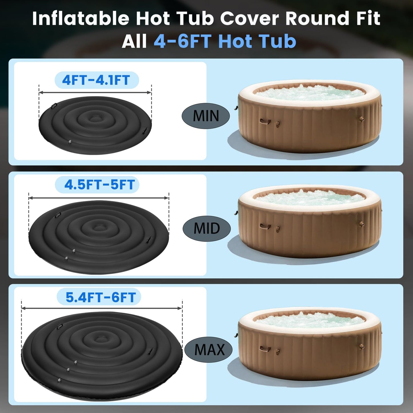 Inflatable Hot Tub Cover Round Replacement All Saluspa Intex Spa Covers Insert One Size Fits All Insulated Thermal Energy Saving Hot Tub Lid Round Replacement Used for Rain-Proof Snow-Proof spa Cover