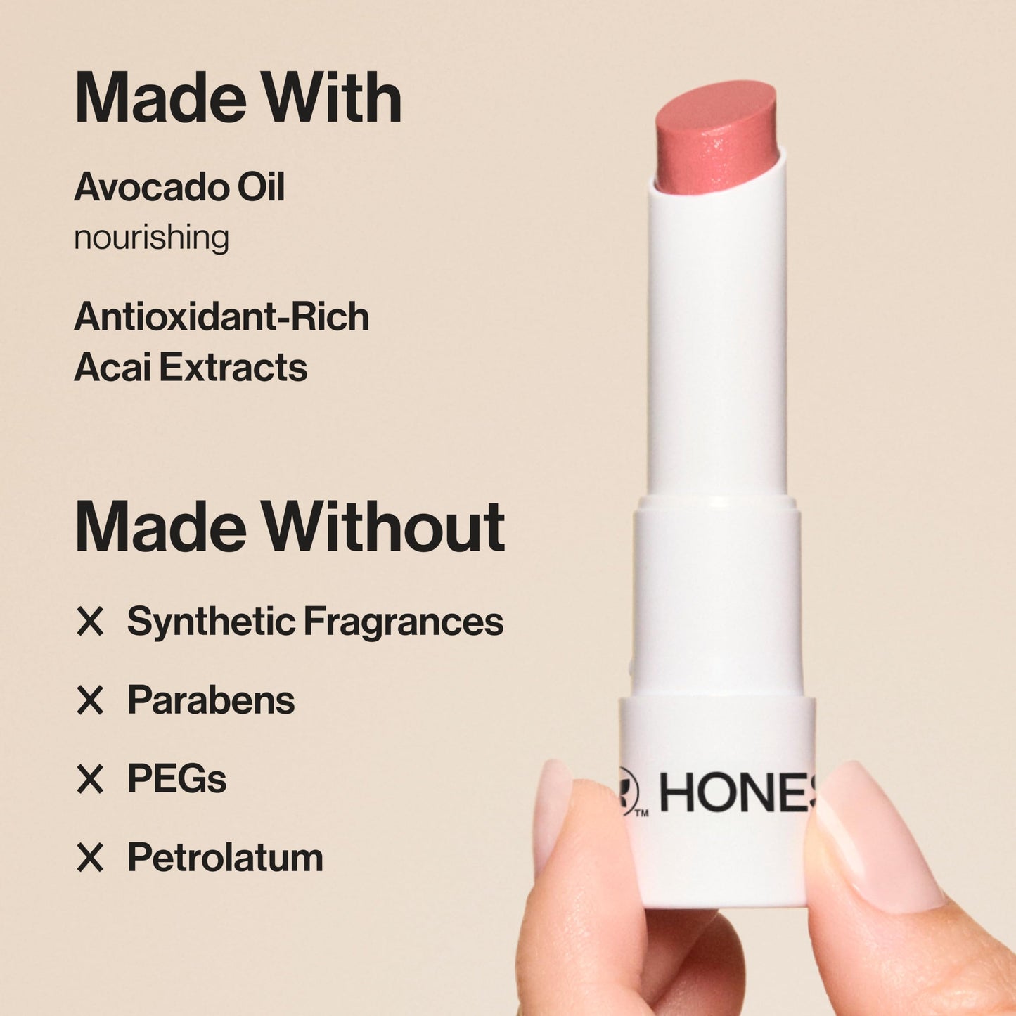Honest Beauty Moisturizing Vegan Tinted Lip Balm 3-Pack | Antioxidant-rich Acai Extracts + Avocado Oil | Paraben Free + Cruelty Free