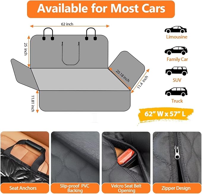 URPOWER Dog Car Seat Cover for Back Seat - Waterproof Car Seat Protector for Child Carseat & Pets, Nonslip Car Seat Covers for Full Size SUVs & Trucks