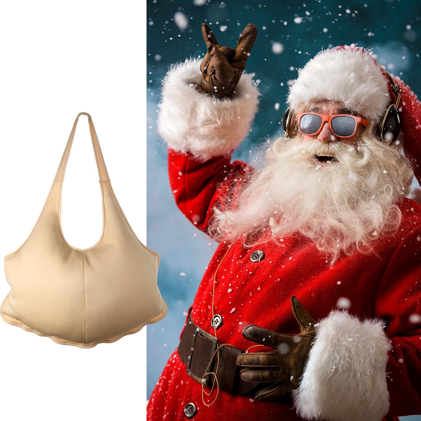 SATINIOR Santa Claus Suit Men's Unisex Padded Belly Stuffer Santa Belly Costume for Christmas Halloween Cosplay (Beige,19 x 14 Inches)