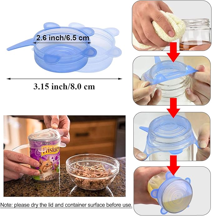 Adpartner Silicone Can Lids (10-Pack of 2.6 inch), Reusable Silicone Stretch Lids for Pet Food Cans, Leakproof BPA-free Seal Can Covers for Soda/Beer Cans, Mugs, Cups, Canned Pet Foods