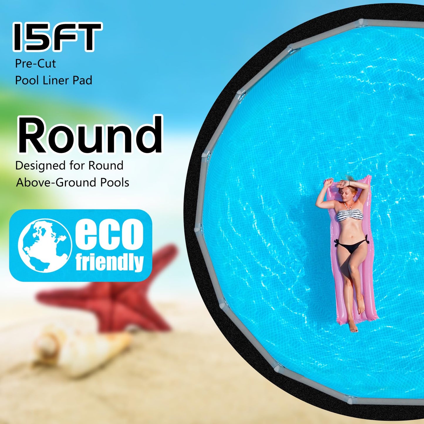 Svepndic 15ft Thickened Round Pool Liner Pad for Above Ground Swimming Pools,Swimming Pool Ground Cloth Above Ground Pool Mat Under Pool Floor Padding,Pool Equipment Pad