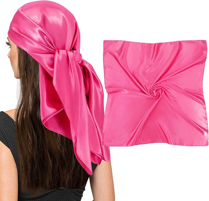 vimate 35" Square Silk Like Head Scarf - Women's Fashion Satin Scarf Bandana for Hair Wrapping at Night.