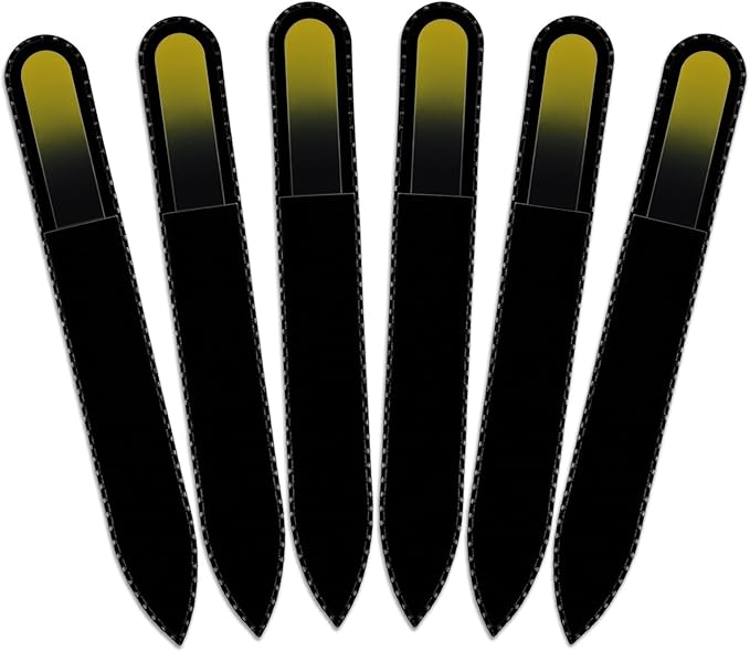 Mont Bleu Rainbow Crystal Nail File in Black Pouch - Czech Tempered Glass - Handmade in Bohemia (Czech Republic)