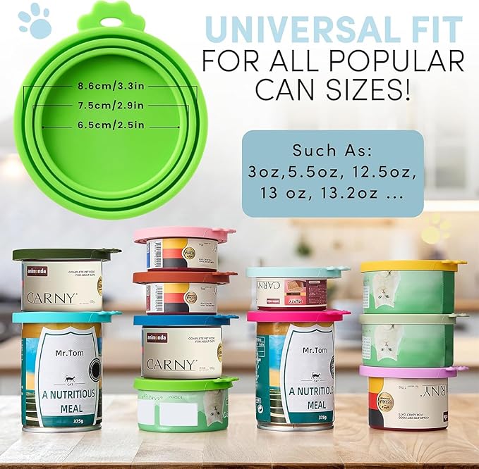 4 Pack Universal Pet Food Can Covers Lids - One fit 3 Standard Size Cans for Cats and Dogs Food Cans - Easy to Clean - Safe Silicone - Sunset Clay
