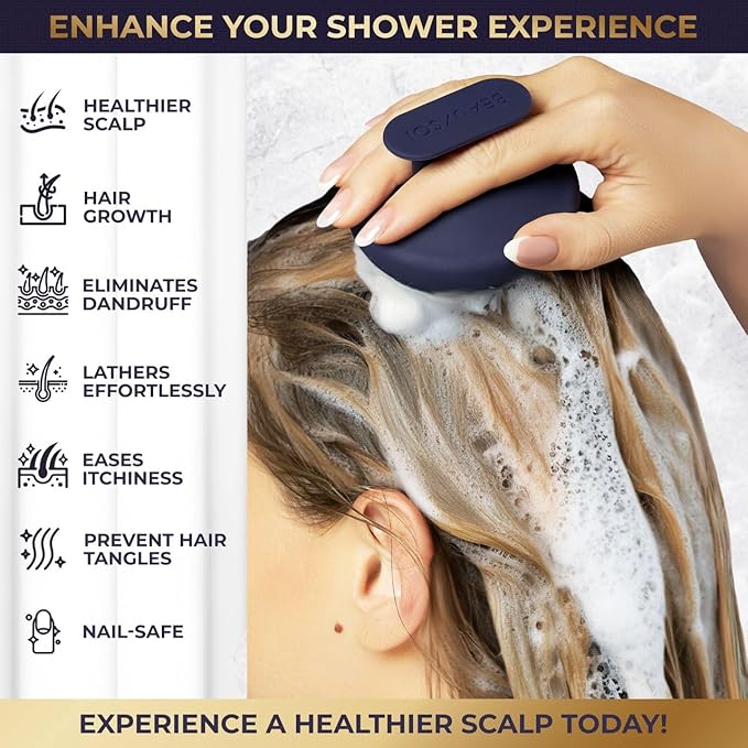 Silicone Shampoo Brush & Scalp Exfoliator - Hair Massager for Growth, Scalp Scrubber & Dandruff Brush (Soft)