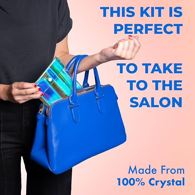 Starter Crystal Care Set - 3PC Includes Glass Foot Scraper, Medium Crystal File, and Cuticle Stick for Natural Nails, Glass File Kit