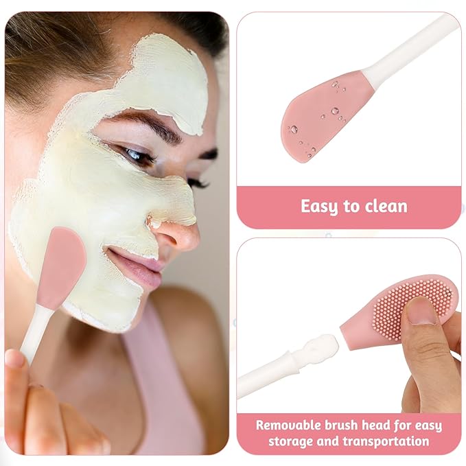 Thinp 2 Pcs Face Mask Applicator,Double-Ended Mask Applicator Tool Silicone Face Mask Brush Silicone Face Mask Applicator for Applying Skin Care Products Facial Mask Brushes for Mud Clay Gel Mask Mud