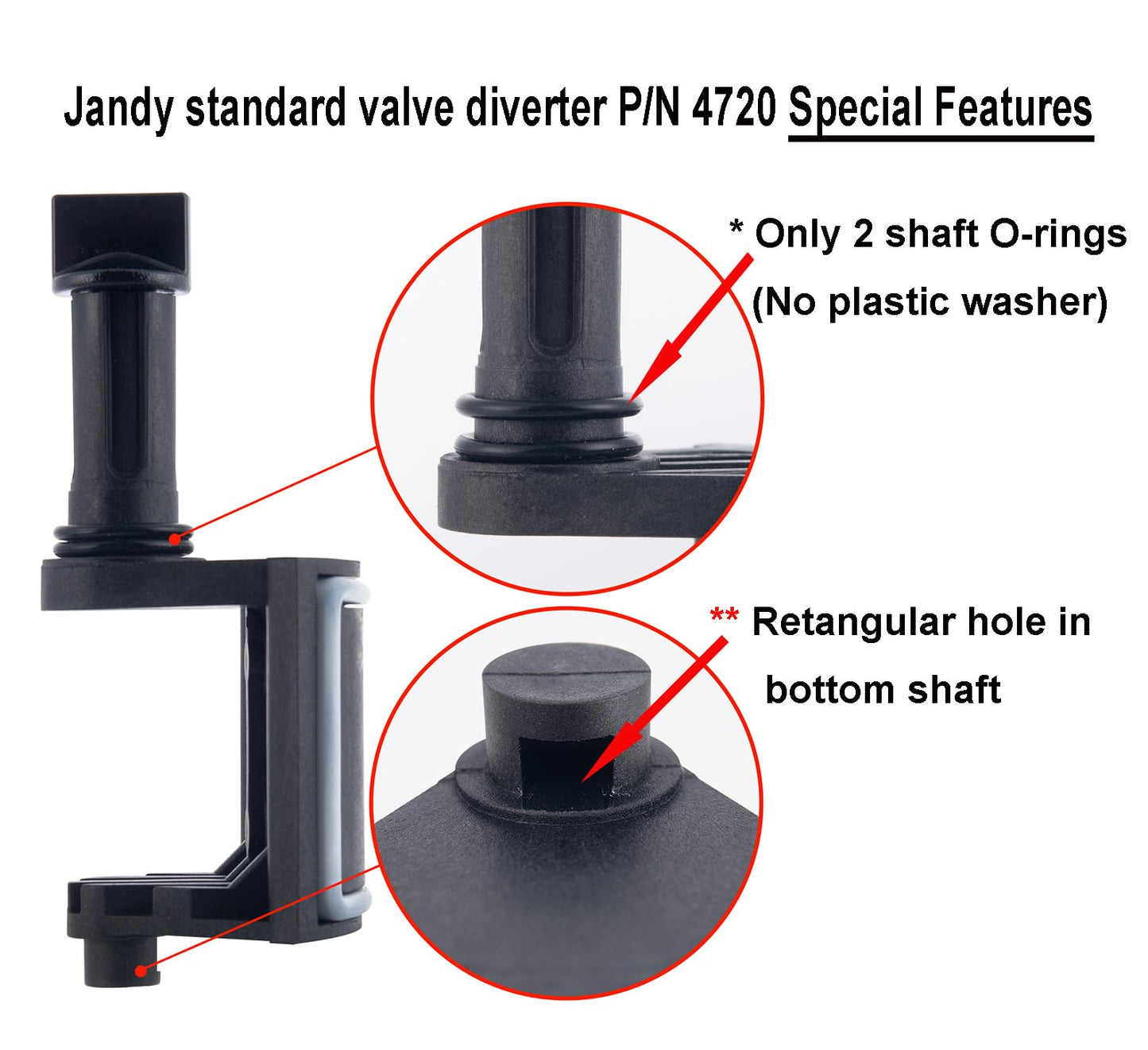 ATIE Pool Valve Diverter Kit 4720 Replacement for Jandy 2 Port or 3 Port Never Lube Pool Diverter Valve Standard Diverter 4720 (2 Pack)