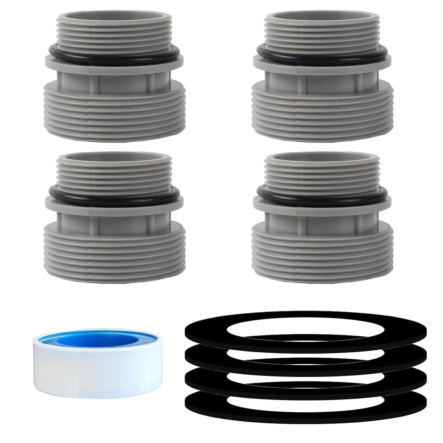 TonGass (4-Pack) 40mm to 1 1/2" Filter Hose Conversion Kit, Above Ground Pool Adapter Connects 40mm Hoses to Standard 1 1/4" or 1 1/2" Filter Ports