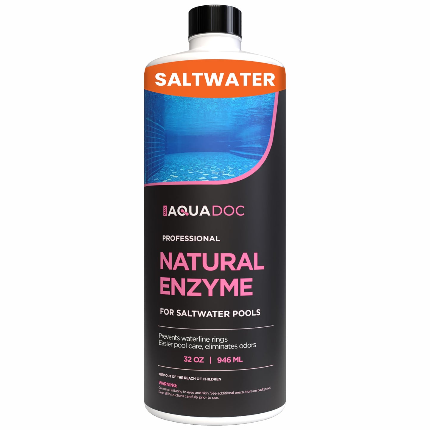 Pool Enzyme Treatment for Saltwater Pools - Pool Enzymes for Waterline Care, Oil Control & Clarity - Made in USA - AquaDoc - 32oz