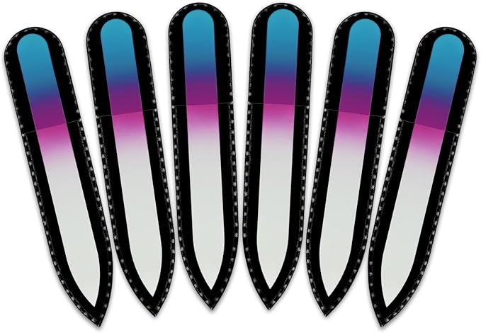 Mont Bleu Rainbow Crystal Nail File in Black Pouch - Small/Purse Size - Czech Tempered Glass - Handmade in Bohemia (Czech Republic)