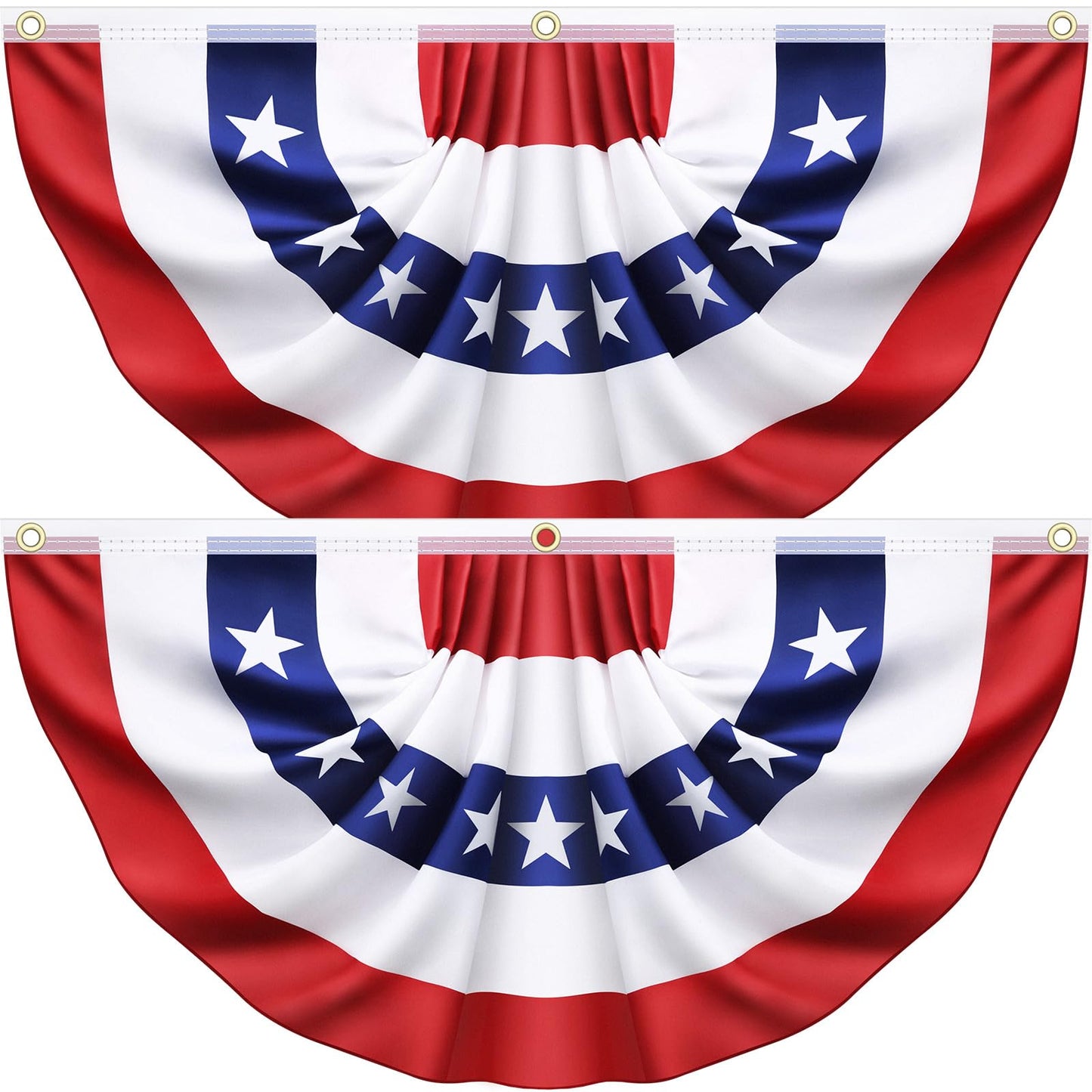 2 Pack 3x6 Ft Large American Flag Bunting - USA Pleated Fan Flags for Outside - Red White & Blue Patriotic Decor for 250th Anniversary,Memorial Day, Independence Day 4th of July Decorations
