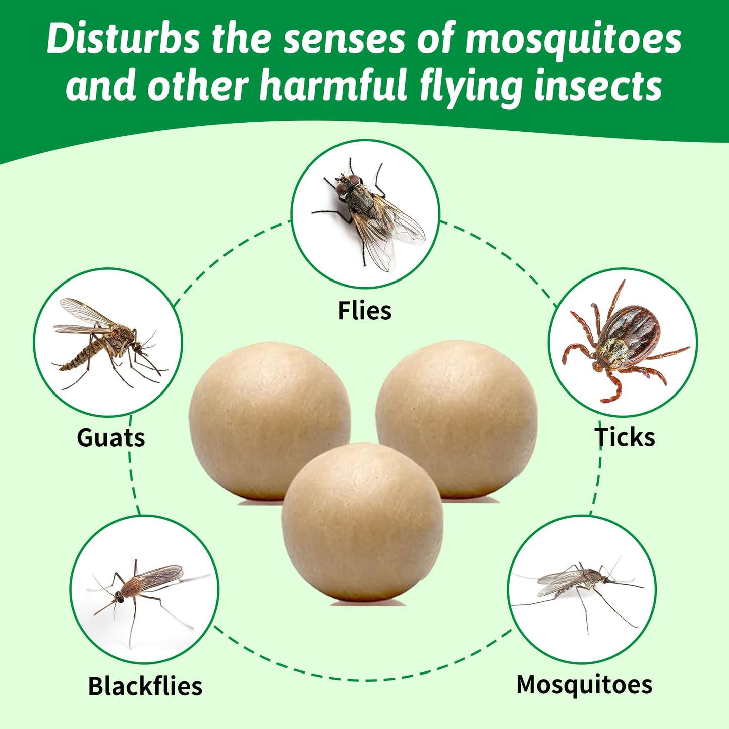 Natural Mosquito Repellent Outdoor Patio Pills, Peppermint Oil 10 Pcs Natural Mosquito Repellant Balls, Safe for Kids & Pets, Bug Deterrent for Home & Patio, Keep Mosquitoes Camping Travel Fishing