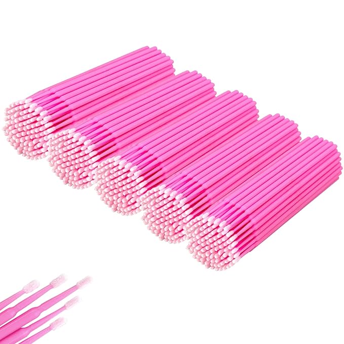 Eyxformula 500 Pcs Micro Brushes for Eyelash Extensions, Disposable Micro Applicators for Makeup, Nail Art & Cleaning, Lint-Free Microswabs for Eye Lash Serum Application, Lip & Mascara Wands