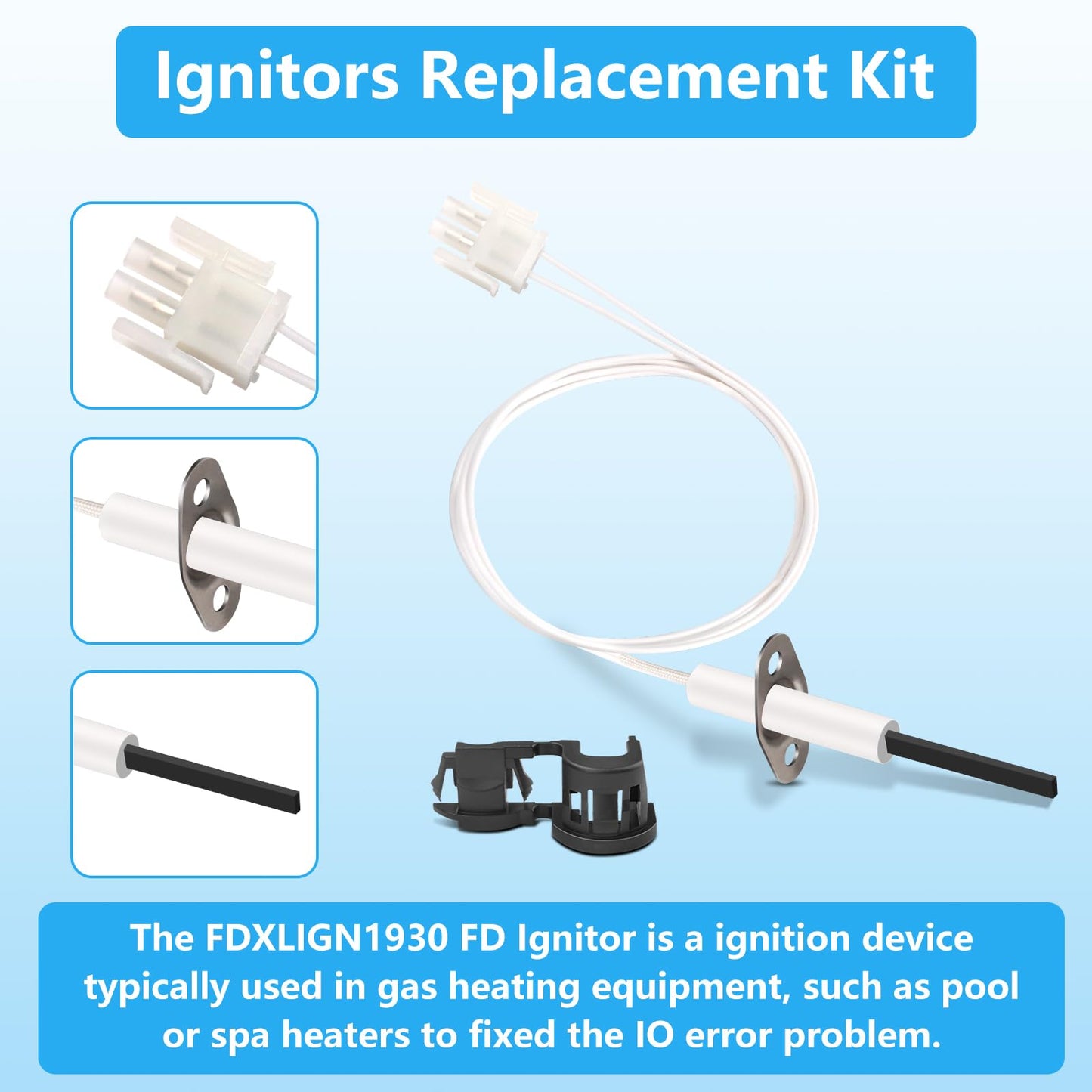 PROSOCOOL FDXLIGN1930 FD Ignitor Replacement Kit for Hayward Universal H-Series Low Nox Pool Heater Models H300FDP H300FDN H250FDN H250FDP H200FDN H200FDP H150FDN H150FDP, Pool Heater Parts