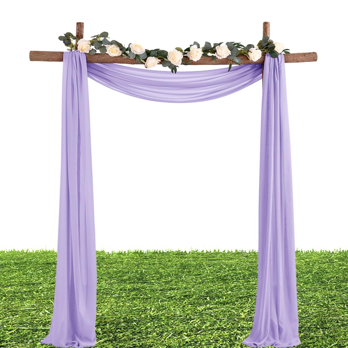 MLMW Chiffon Fabric Sheer Fabric by the Yard 5 Yards 60" Wide Lilac Wedding Arch Draping Fabric Sheer Material for Party Backdrop Curtain Arch Ceiling Decor