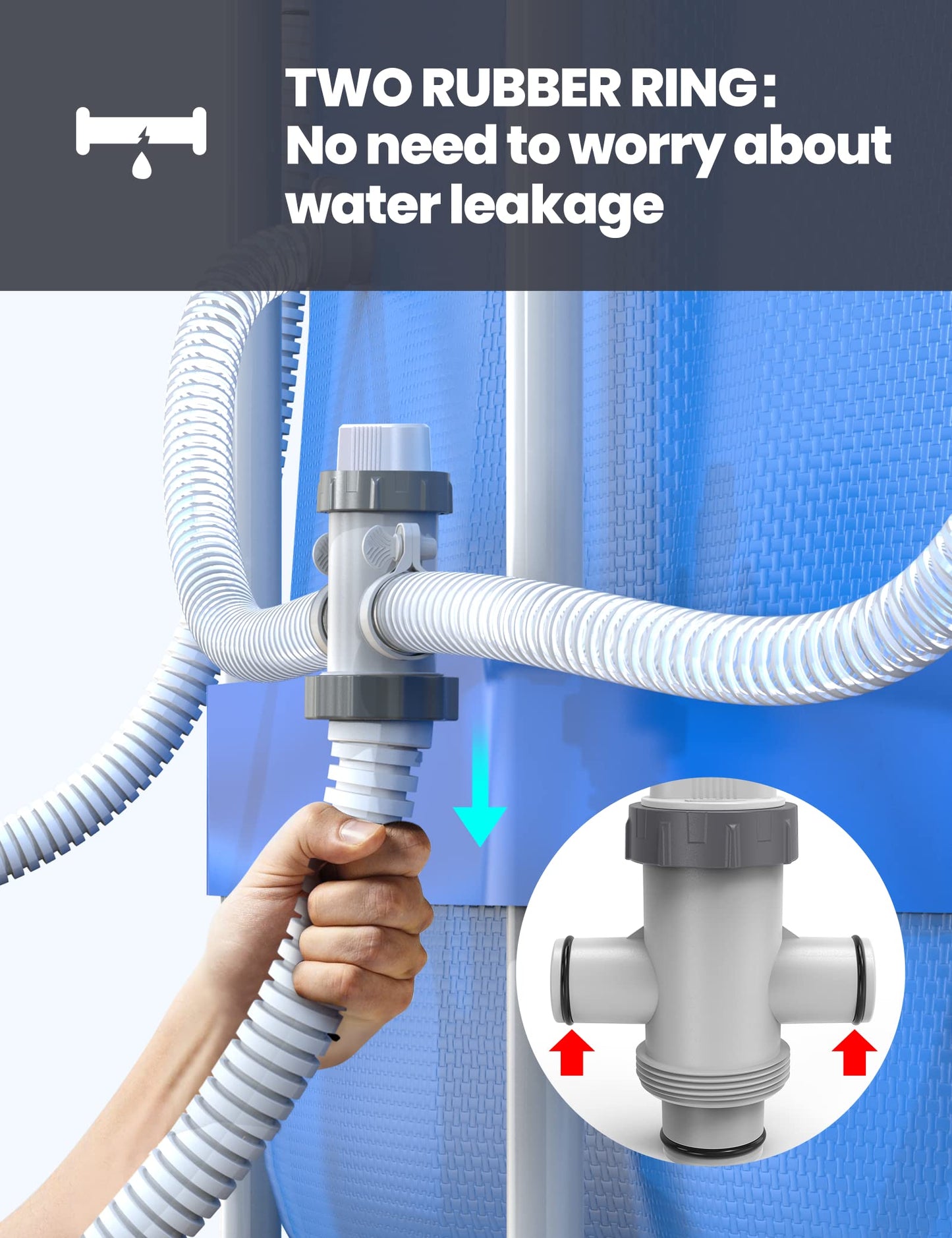 POOLHACKER Dual Split Hose Plunger Valve, Above Ground Pool Parts, Pool Accessories and Replacement Parts for Coleman
