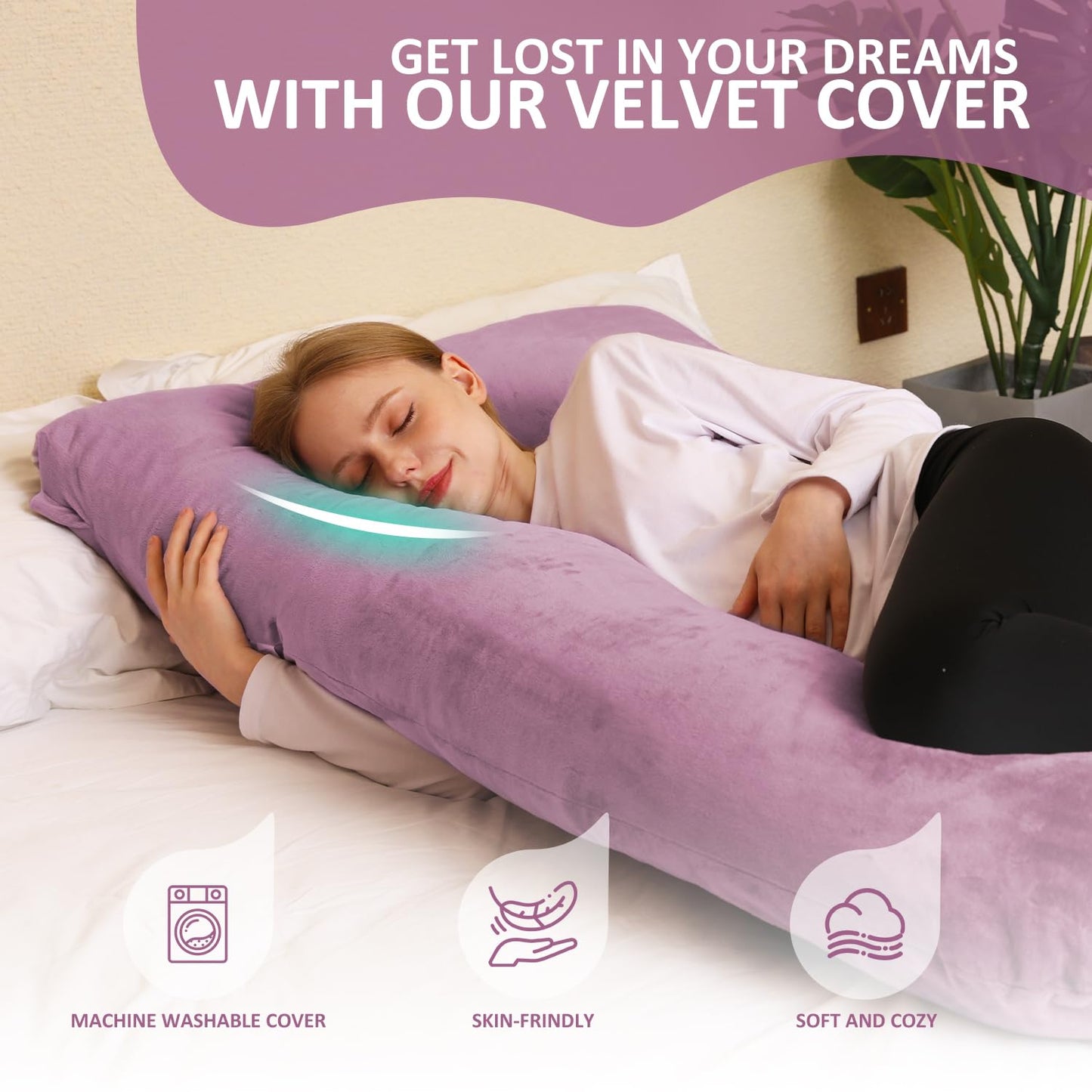 Chilling Home Pregnancy Pillows for Sleeping-U Shaped Full Body Pillow Maternity Pillow 58 inch-Pregnant Women Must Have with Removable Cover, Pink