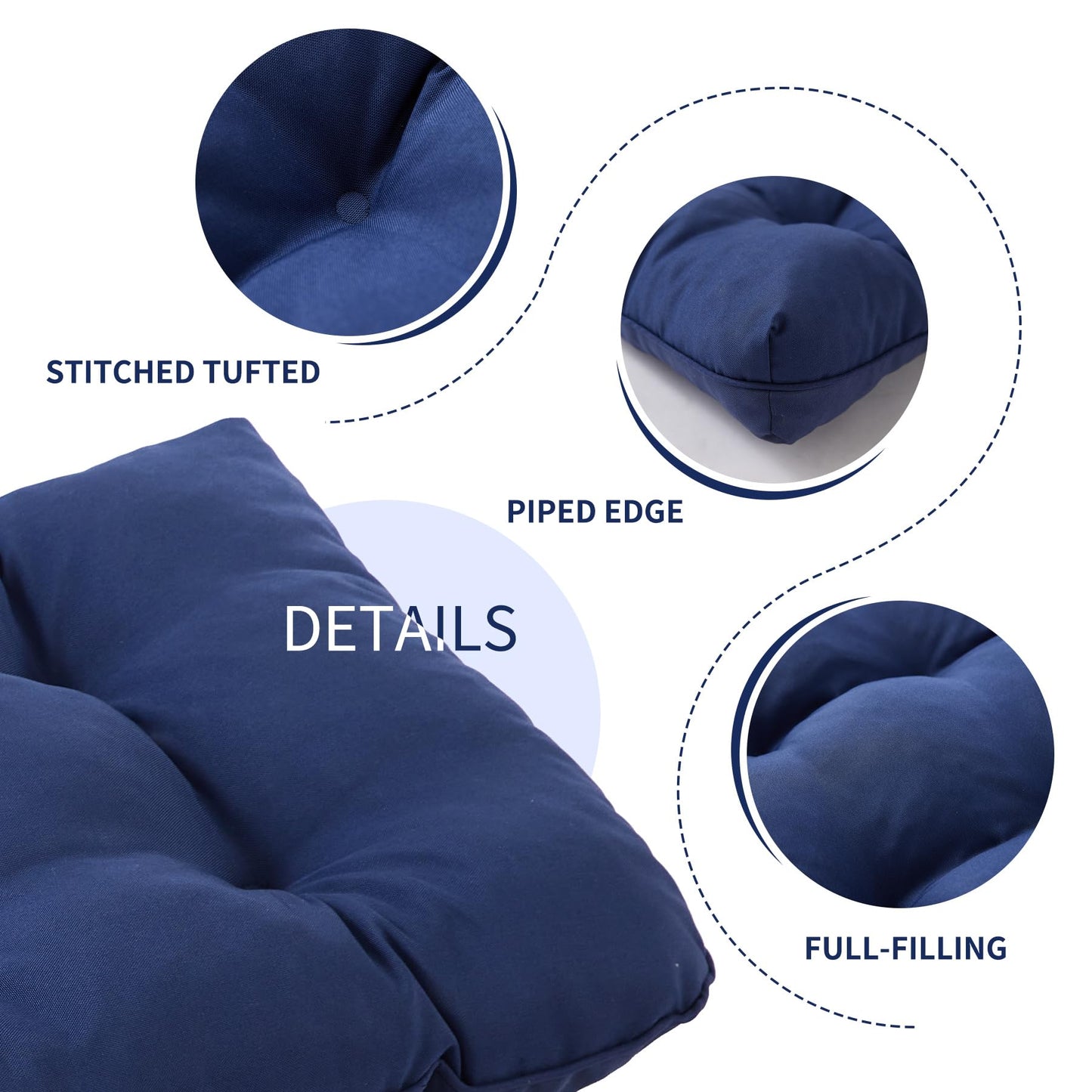 IPYNBAP Outdoor Bench Cushion, 48x18x5 Inch, Waterproof Bench Cushion for Outdoor/Indoor Furniture, Tufted Patio Bench Seat Cushion, Fade Resistant Outdoor Cushions for Porch Swing Couch, Navy Blue