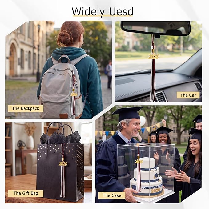 GraduationMall Single&Multiple Color Graduation Tassel with 2026 Year Charm 9"