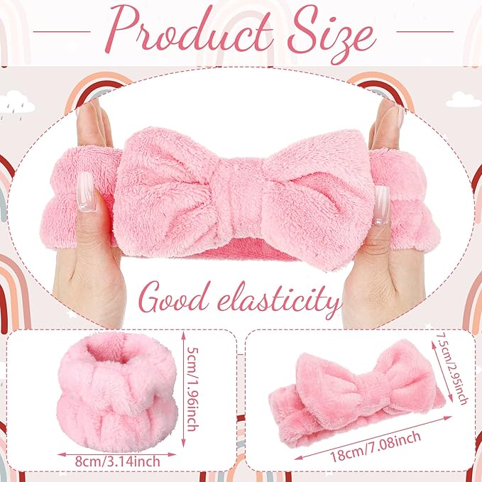 Janmini 36 Pcs Spa Headband and Wristbands Set for Washing Face Facial Spa Hair Wraps Makeup Skincare Bath Winter Gifts 12 Pcs Flannel Hairbands 24 Wristbands for Women Girls(Solid)