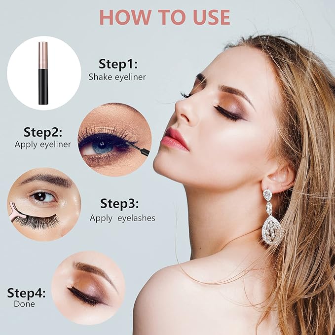 Upgrade 3D Natural Magnetic Eyelashes,Lightweight Magnetic Eyeliner and Eyelashes Kit, 2 Magnetic Eyeliners- No Glue Needed (10 Pairs)