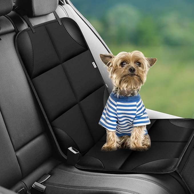 Meolsaek Car Seat Protector for Child Car Seat, Durable 600D Fabric Waterproof Car Seat Cover with Thick Pad Non-Slip Backing，No Imprints (Black 2pcs)
