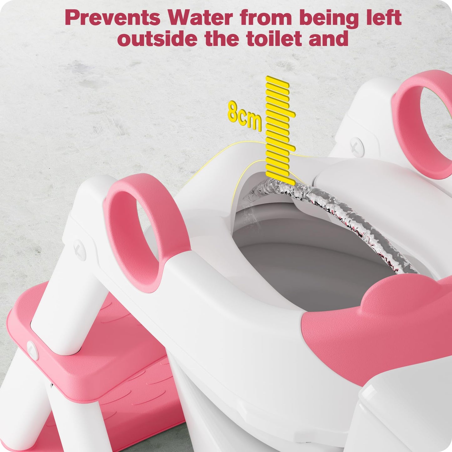 Rabb 1st Potty Training Seat, Upgrade Toddler Toilet Seat for Kids Boys Girls, 2 in 1 Potty Training Toilet, Splash Guard Anti-Slip Pad Step Stool(Bright Pink)