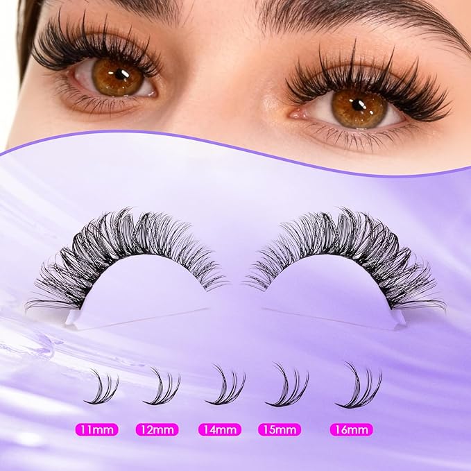 Ocean Pearl Lash Clusters 320PCS 11-20mm Lash Extension Kit 30D+40D+60D Eyelash Extension Kit Individual Lashes Thick Eyelash Clusters Lashes Clusters with Eyelashes Bond+Seal+Adhesive+Tweezer-60D