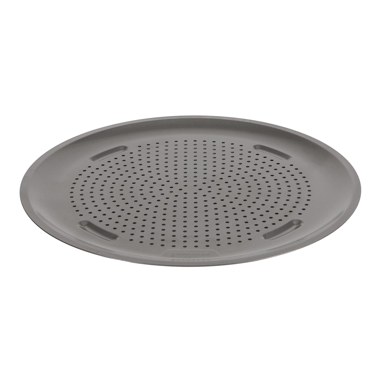 GoodCook AirPerfect 14" Insulated Nonstick Carbon Steel Pizza Pan with Cutting Guides, Perforated Nonstick Pizza Pan, Gray