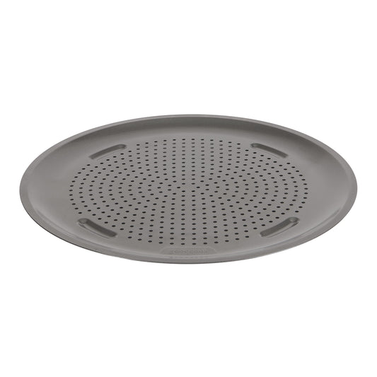 GoodCook AirPerfect 14" Insulated Nonstick Carbon Steel Pizza Pan with Cutting Guides, Perforated Nonstick Pizza Pan, Gray