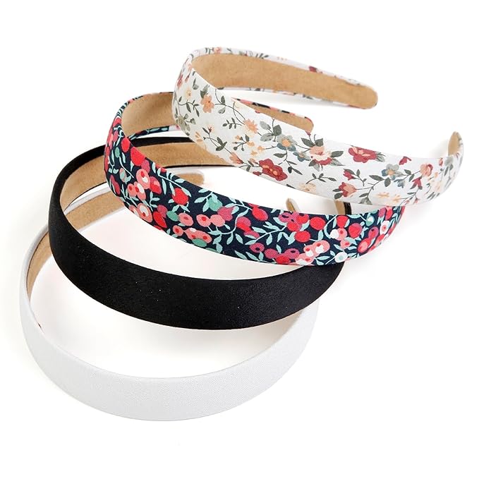 Huachi Headbands for Women Non Slip Trendy Headbands for Women’s Hair 1 inch Wide Cute Headband for Girls, Fall Head Bands Elastic Hair Bands for Womens Fashion Accessories for Women 4PCS
