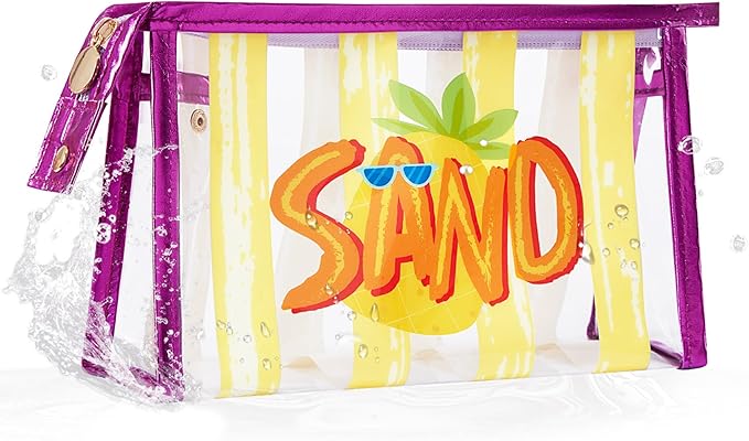 COSHAYSOO Sunscreen Bag Clear Makeup Toiletry Pouch Beach Vacation Essentials for Women Teen Girls Trip Gifts Summer Pool Travel Must Have Accessories Waterproof Stuff